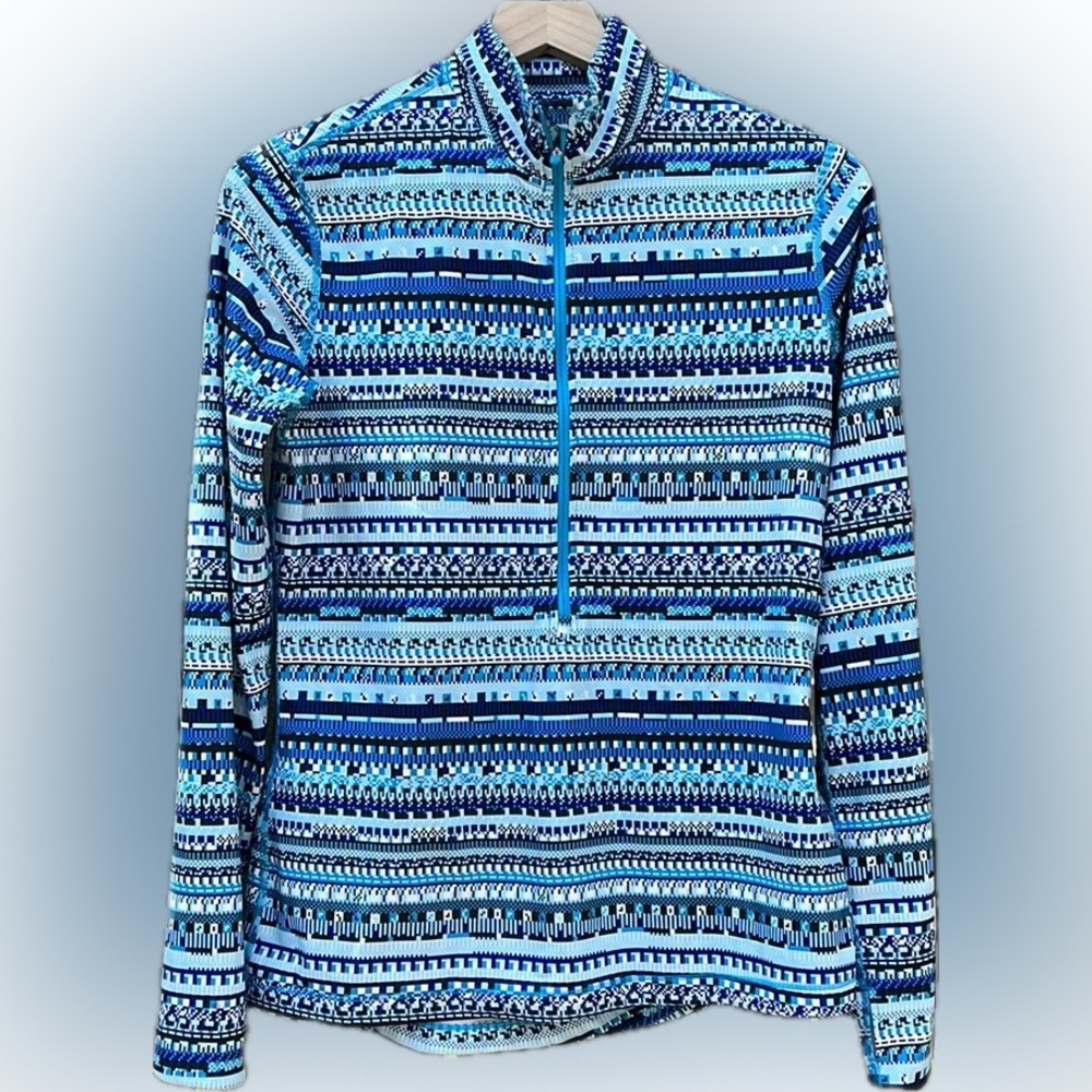 Nike Pro Dri-Fit Blue Geometric Half Zip Pullover Size Large y2k
